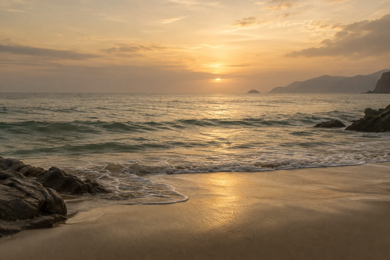 A quiet coastal horizon in soft evening light